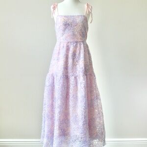 Vestique Pink Purple Textured Sleeveless Square Coquette Fairy Maxi Dress Small